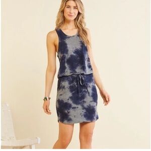 Sundry Blue & Grey Racerback Tie-Dye Dress Size M